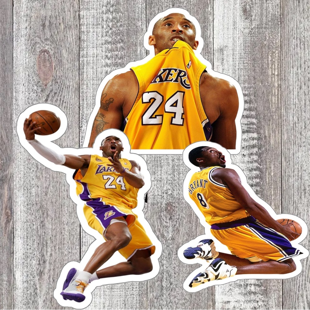 Lot of 3 Kobe Bryant Stickers La Lakers Decals NBA Stickers Phone Decals Kobe 24